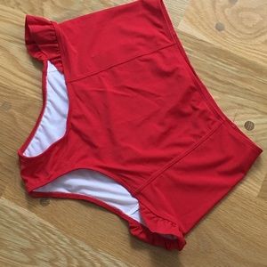 Kortni Jeane Red Ruffle Swim Bottom